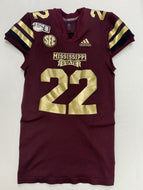 2019 Mississippi State Bulldogs Egg Bowl Game Used Adidas Football Jersey