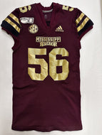 2019 Mississippi State Bulldogs Egg Bowl Game Used Adidas Football Jersey