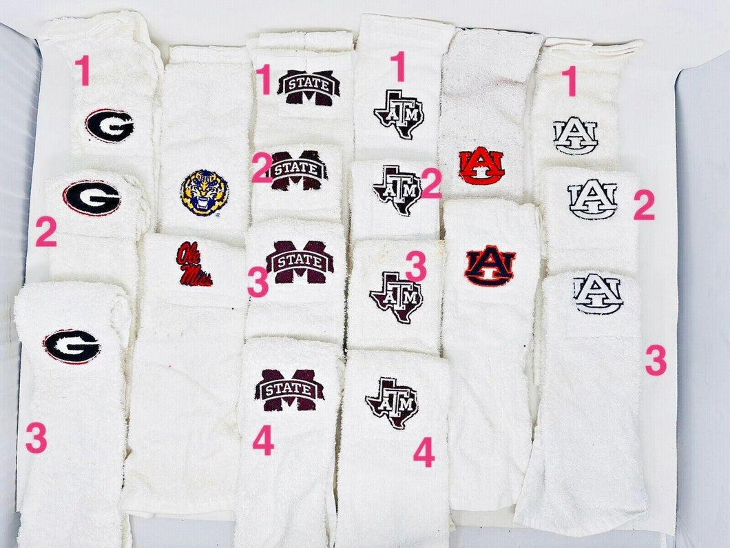Football Towels - Various SEC Teams Game Worn UGA, LSU, Ole Miss, Miss St