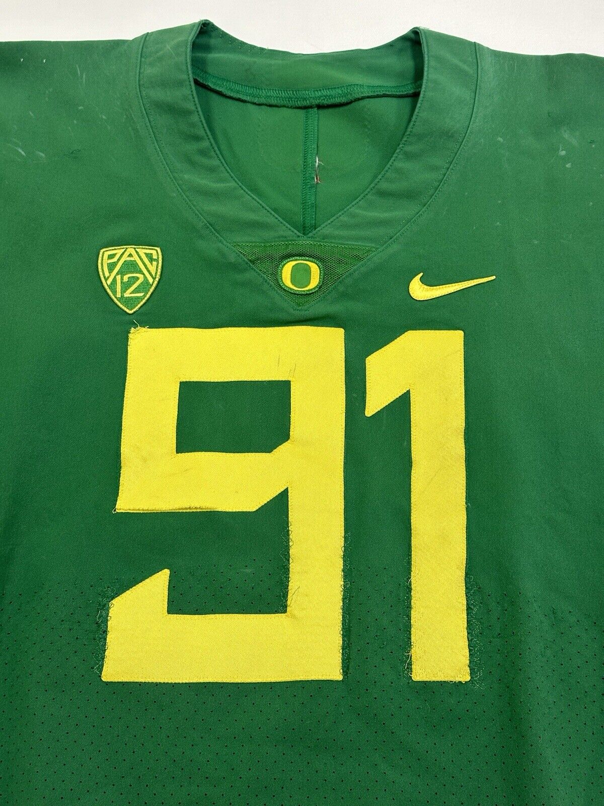 Oregon Ducks Game Used Worn Nike Football Jersey 91 LBC Football LLC