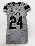 2018 Mississippi State Bulldogs Game Worn Statesmen Adidas Football Jersey #24 M